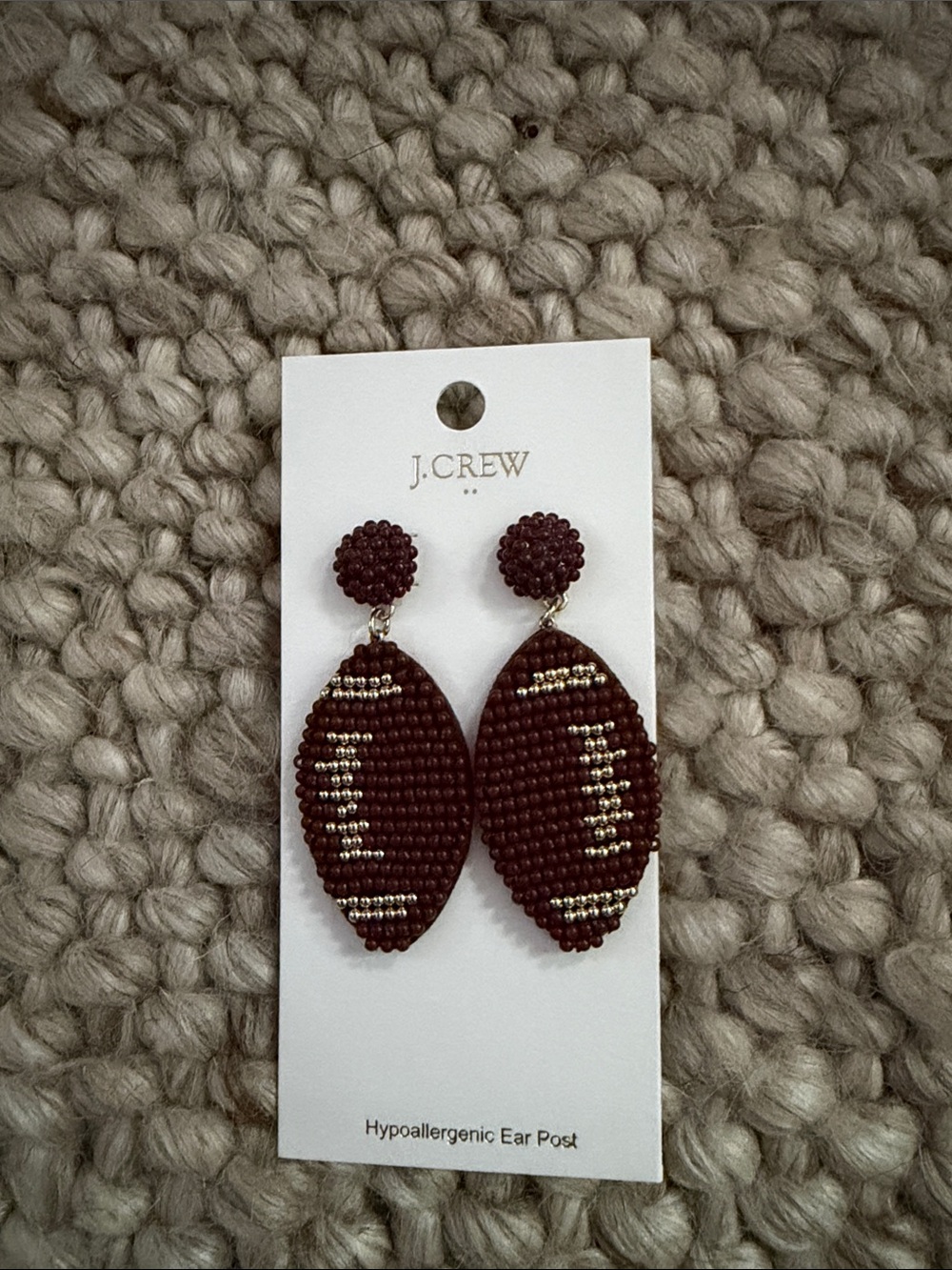 New J. Crew Football Beaded Drop Earrings